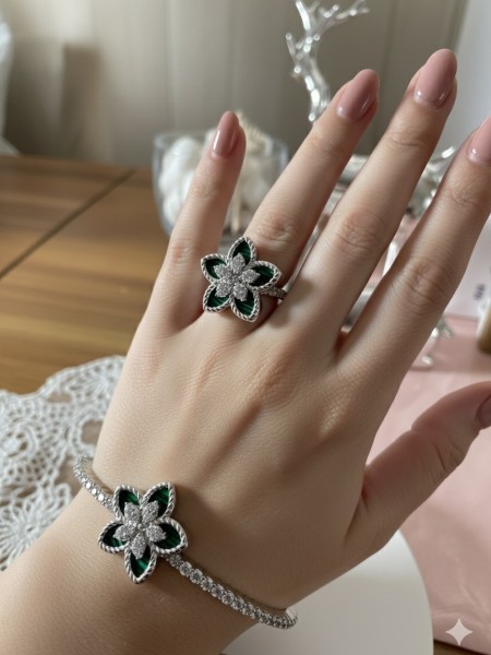 Yonca Kadın Bileklik ve Yüzük Seti