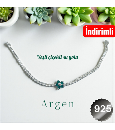Yeşil Çiçekli Su Yolu İnce Bileklik