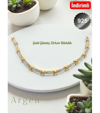 Gold Fiyonk Zirkon Bileklik
