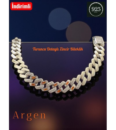 TURUNCU ZİRCONİA ZİNCİR BİLEKLİK