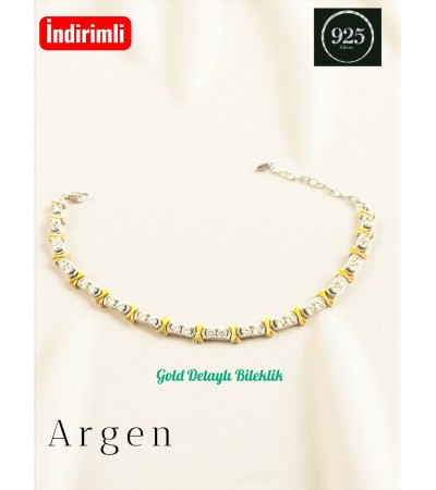 Gold Detaylı Zirconia Bileklik