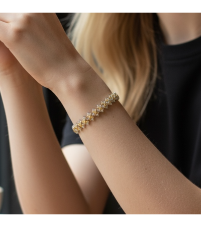 GOLD KARE ARTI ZİRCONİA BİLEKLİK
