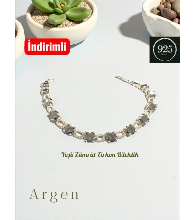 Yeşil Zümrüt Zirkon Bileklik