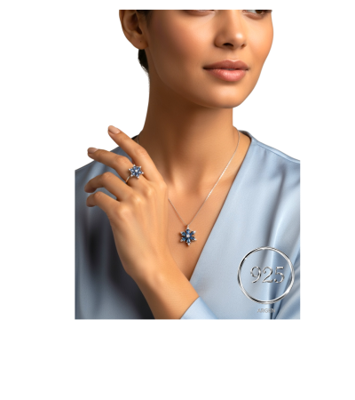 Mavi Zirconia Kar Tanesi İnce  Set