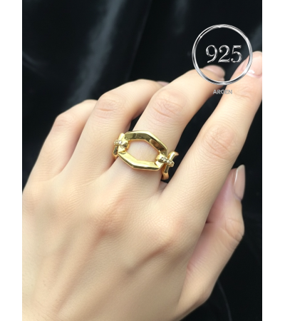 ÖLÇÜ 18 GOLD ÖZEL TASARIM  925 AYAR GÜMÜŞ YÜZÜK