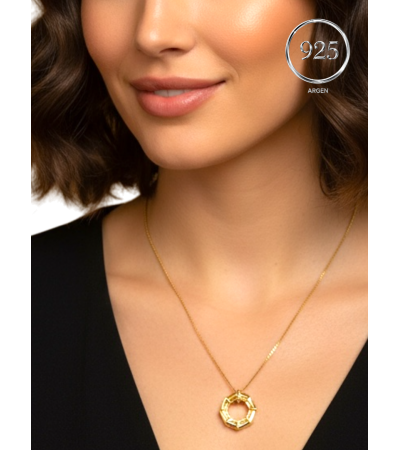 YÜZÜK FİGÜRLÜ  KADIN GOLD  ZİRKONİA GÜMÜŞ KOLYE