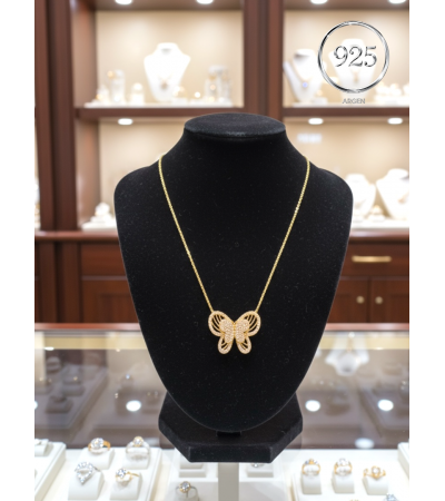 KELEBEK FİGÜRLÜ ZİRKONİA GOLD GÜMÜŞ BİLEKLİK