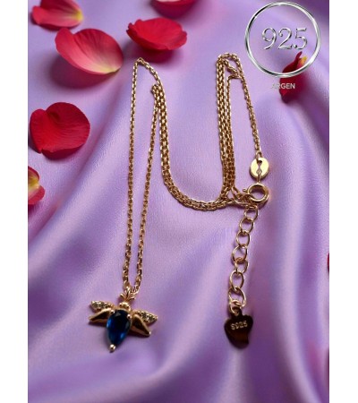 ARI  FİGÜRLÜ SAFİR ROSE KADIN  ZİRKONİA GÜMÜŞ KOLYE