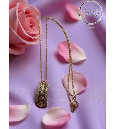 YÜZÜK  FİGÜRLÜ  KADIN  ROSE ZİRKONİA GÜMÜŞ KOLYE