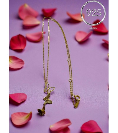 ÜÇLÜKELEBEK FİGÜRLÜ ZİRKONİA GOLD GÜMÜŞ BİLEKLİK
