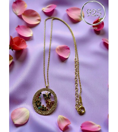 ÇOKLU KELEBEK FİGÜRLÜ ZİRKONİA GOLD GÜMÜŞ BİLEKLİK