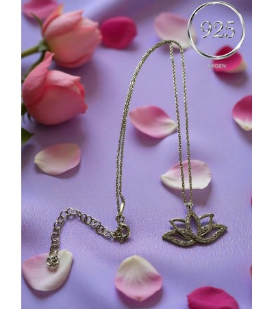 LOTUS ÇİÇEĞİ FİGÜRLÜ  KADIN  ZİRKONİA GÜMÜŞ KOLYE