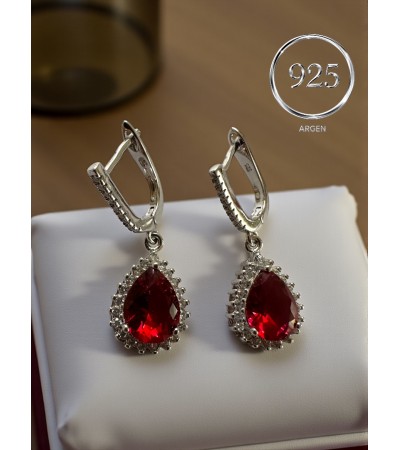 YAKUT DAMLA ZİRKONİA GÜMÜŞ SET
