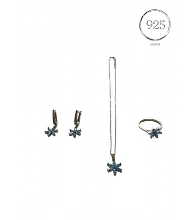 Mavi Zirconia Kar Tanesi İnce  Set
