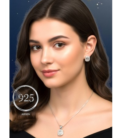 ZİRKONİA ELMAS  BAGET İKİLİ GÜMÜŞ SET