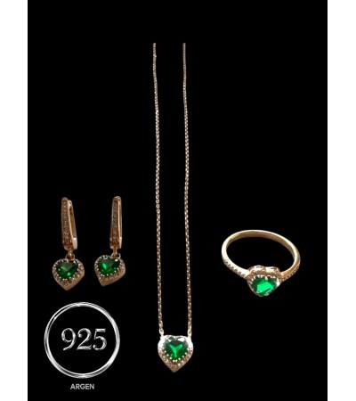 ZİRKONİA ELMAS GOLD DAMLA ÜÇLÜ GÜMÜŞ SET