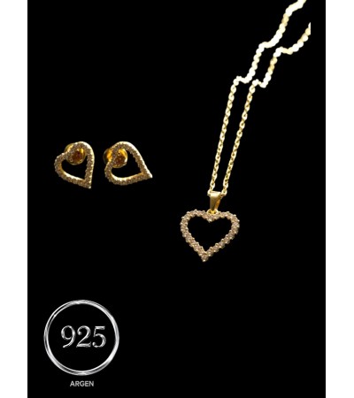 ZİRKONİA ELMAS GOLD İKİLİ İNCE GÜMÜŞ SET