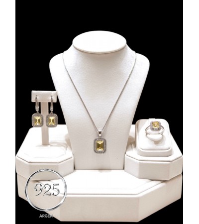 ZİRKONİA ELMAS SARI BAGET ÜÇLÜ GÜMÜŞ SET