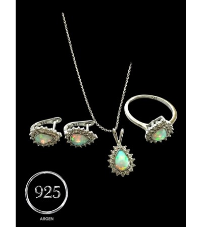 DAMLA AQUAMARİN ÜÇLÜ GÜMÜŞ SET
