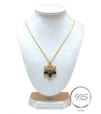 LOTUS ÇİÇEĞİ FİGÜRLÜ  KADIN GOLD ZİRKONİA GÜMÜŞ KOLYE