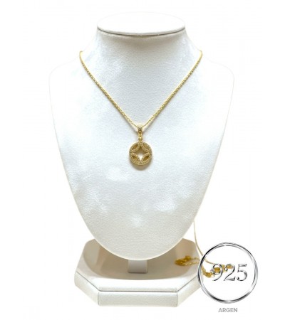 MOTİF FİGÜRLÜ  KADIN  ZİRKONİA GOLD GÜMÜŞ KOLYE