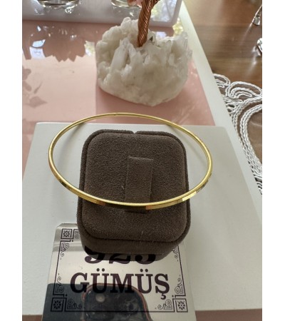 Gold İnce Ajda Gümüş Bilezik