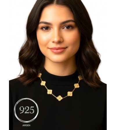 ONİKİ YONCALI GOLD  AĞIR ZİRKONİA ELMAS KESİM GÜMÜŞ KOLYE
