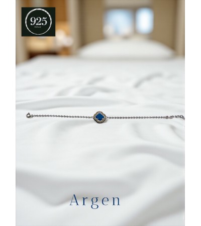 MARKA TEK YONCA İNCE ZİNCİR KORDON MAVİ GÜMÜŞ BİLEKLİK