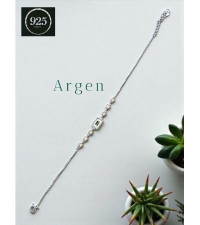YEŞİL KARIŞIK BAGET SEDEF GÜMÜŞ BİLEKLİK