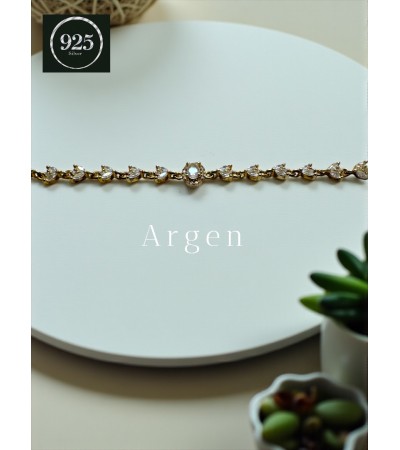 GOLD ÇOKLU LALE-BAGET-KÜLÇE ZİRKONİA GÜMÜŞ BİLEKLİK