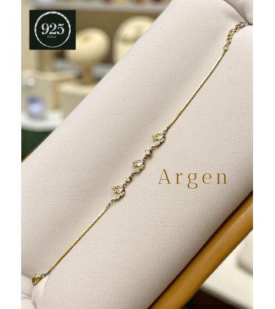 ÜÇ KELEBEK GOLD KUTU İNCE ZİNCİR ZİRKONİA GÜMÜŞ BİLEKLİK