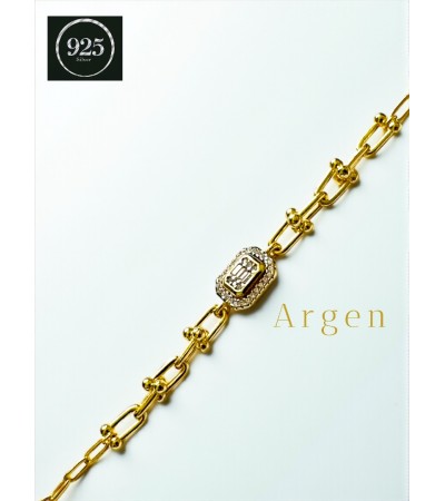 GOLD BAGET GEÇMELİ GÜMÜŞ BİLEKLİK