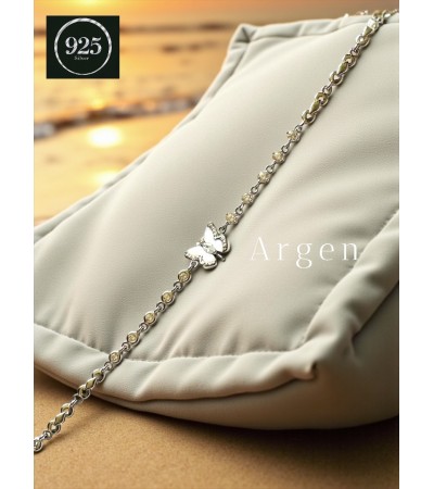 GOLD SEDEF KELEBEK FİGÜRLÜ  GÜMÜŞ BİLEKLİK