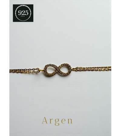SONSUZLUK FİGÜRLÜ  GOLD ÇİFT ZİNCİRLİ GÜMÜŞ  İNCE BİLEKLİK