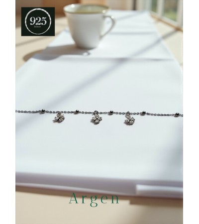 ÜÇ ÇİÇEK SALLANTILI TOPLU İNCE GÜMÜŞ BİLEKLİK