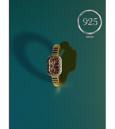 ÖLÇÜ 15 GOLD BAGET ELMAS KESİM ZİRKONİA  925 AYAR GÜMÜŞ KADIN YÜZÜK