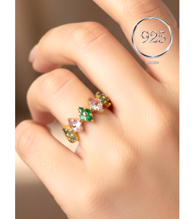 ÖLÇÜ 16 GOLD TAÇ MODEL ZİRKONİA KADIN 925 AYAR GÜMÜŞ YÜZÜK