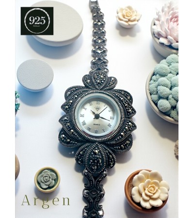 Dörtgen Çerçeve Vintage Gümüş Saat