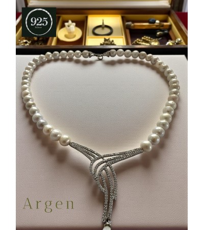 Doğal İnci Gümüş Elegant Kolye