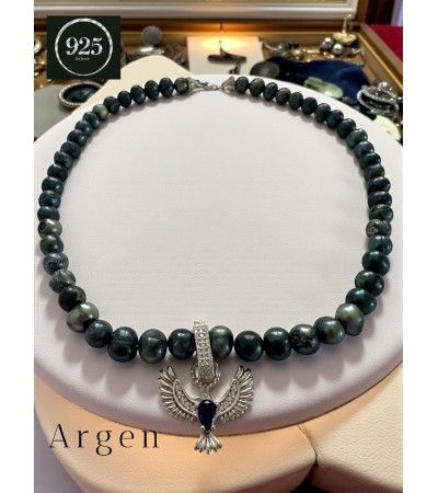 Doğal İnci Renkli Elegant Gümüş Kolye