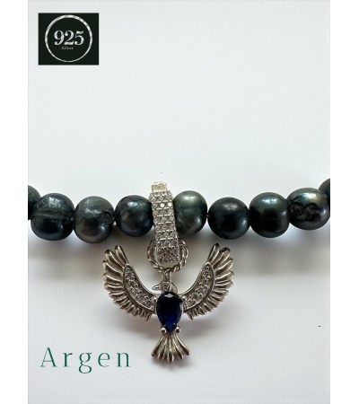 Doğal İnci Renkli Elegant Gümüş Kolye