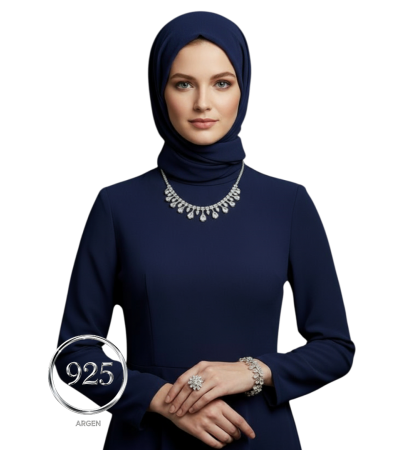 Kristal Elegant Kadın Gümüş Set