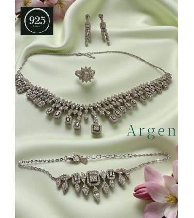 Kristal Elegant Kadın Gümüş Set