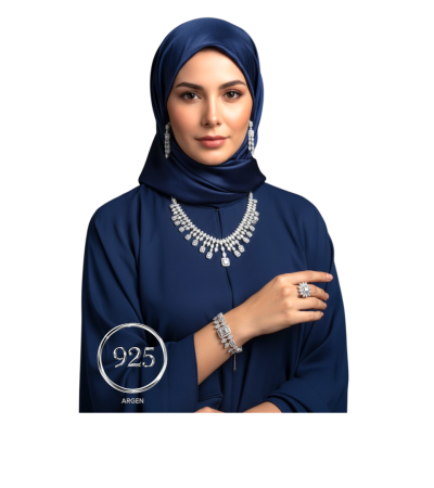 Kristal Elegant Kadın Gümüş Set