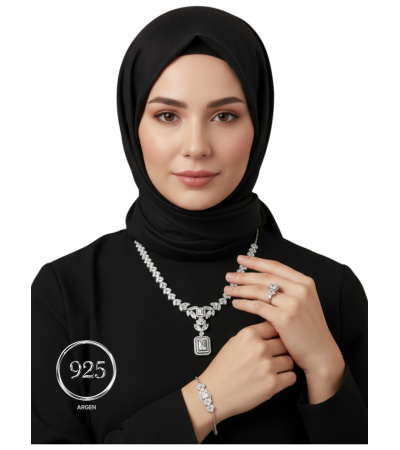 Kristal Kadın Elegant Gümüş Set