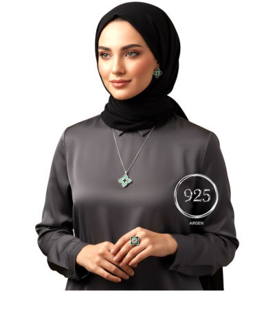 Elegant Çiçek Motif Gümüş Set