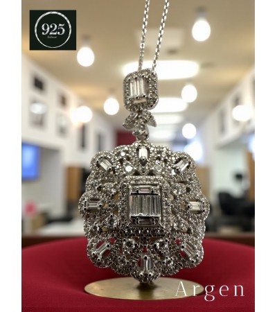 Elmas Kesim Elegant Kadın Gümüş Kolye