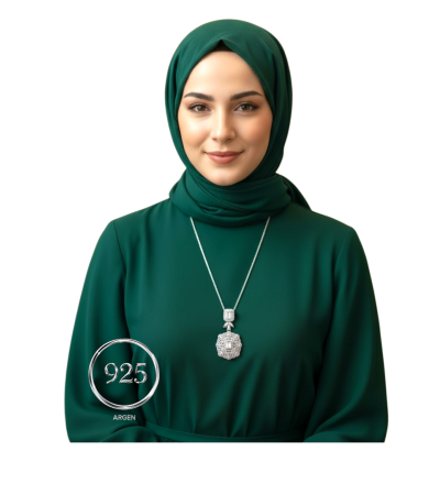 Elmas Kesim Elegant Kadın Gümüş Kolye