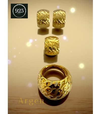 Hafif Gold Zincirsiz Gümüş Set