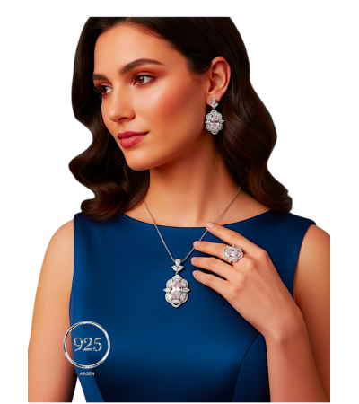 Pembeli Elmas Kesim Elegant Gümüş Set